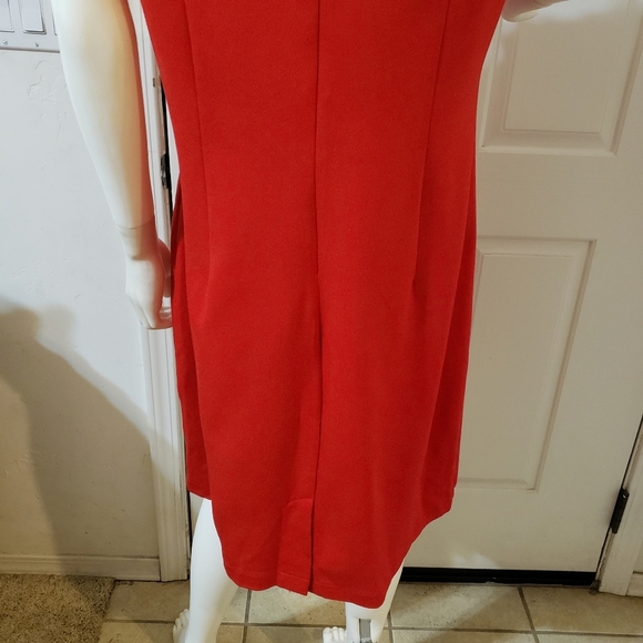 THE LIMITED Lipstick Red Sleeveless Cascading Ruffle Chic Ponte Dress - Picture 8 of 11